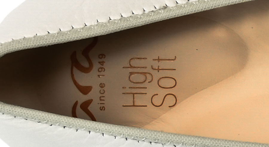 Czółenka Letnie Ara 12-35819-11 Metallic Cream Białe Skórzane