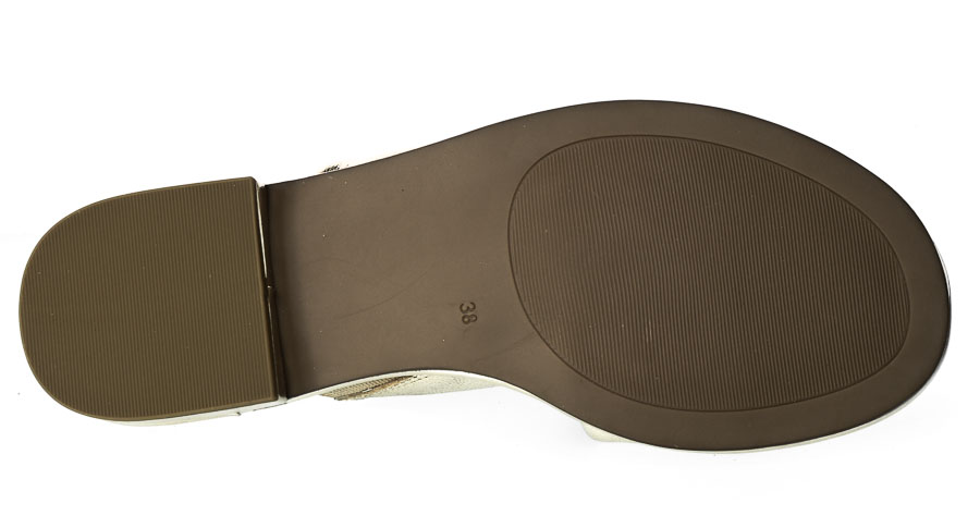 Klapki Caprice 9-27100-20 959 Platno Metal Złote Skórzane
