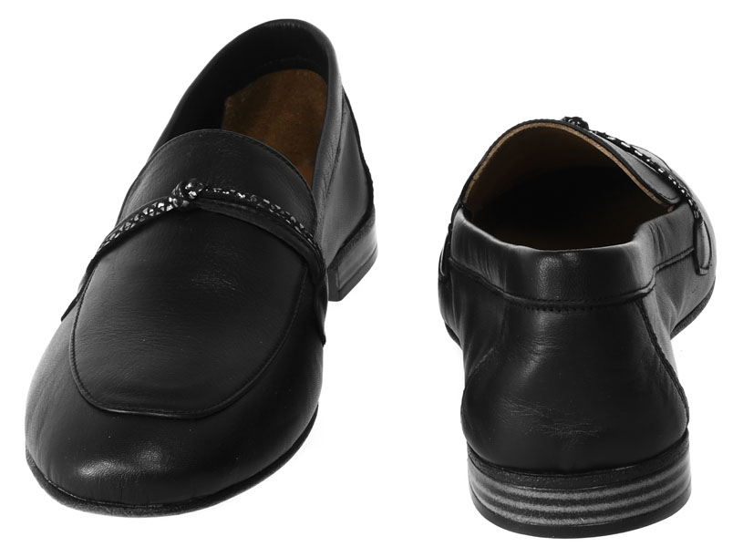Mokasyny Venezia E251 Black Czarne Skórzane