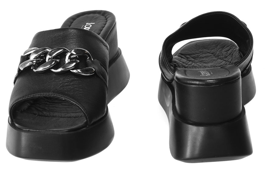 Klapki Loretta Vitale A1008-40 108 Czarne Skórzane