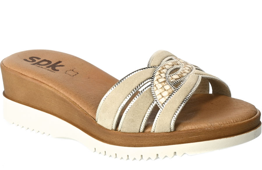 Klapki SPK Shoes 4019 Multi P Brązowe Skórzane