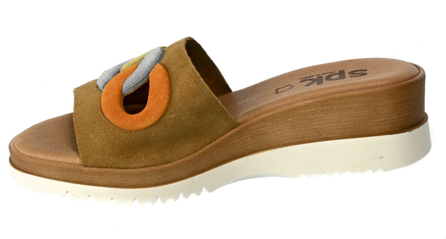 Klapki SPK Shoes 8004 TAN Brązowe Skórzane