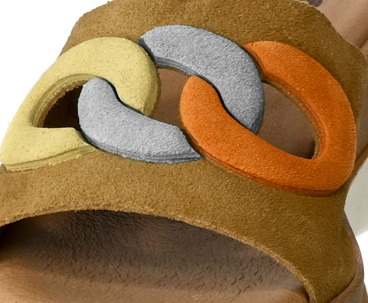 Klapki SPK Shoes 8004 TAN Brązowe Skórzane