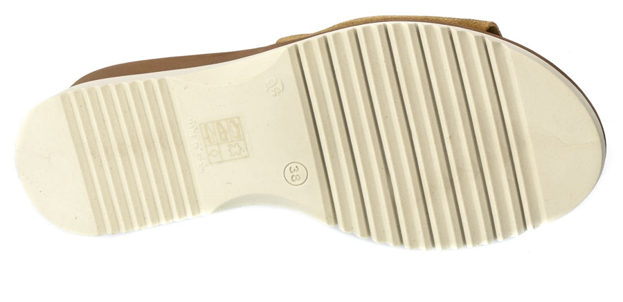 Klapki SPK Shoes 8004 TAN Brązowe Skórzane