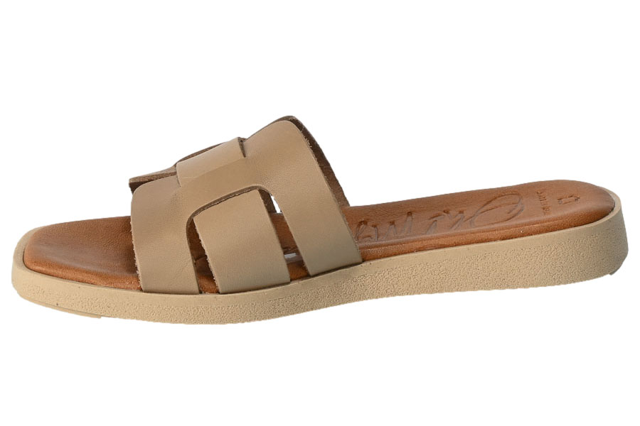 Klapki Oh My Sandals 5176 Taupe Beżowe Skórzane