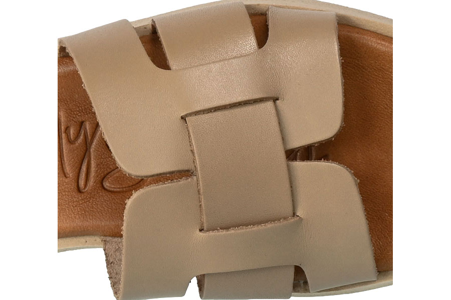 Klapki Oh My Sandals 5176 Taupe Beżowe Skórzane