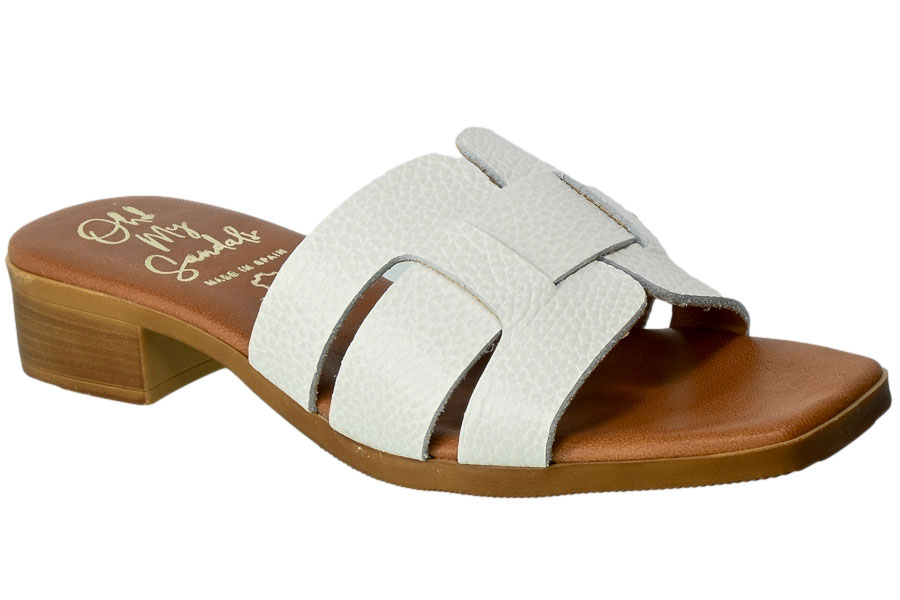 Klapki Oh My Sandals 5166 Dulux Bianco Białe Skórzane