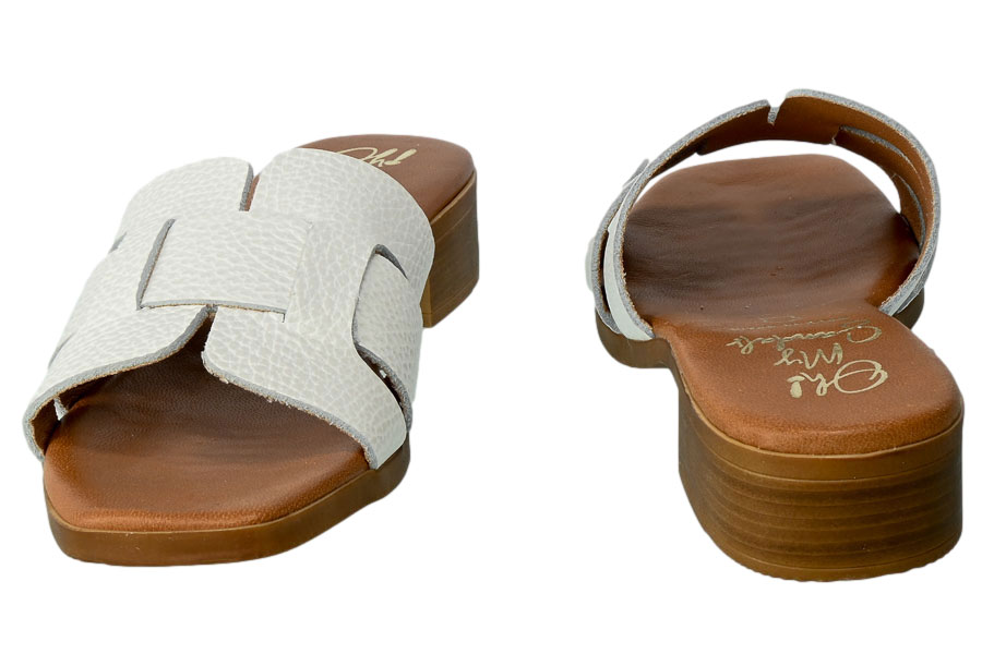 Klapki Oh My Sandals 5166 Dulux Bianco Białe Skórzane