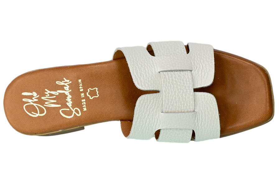 Klapki Oh My Sandals 5166 Dulux Bianco Białe Skórzane