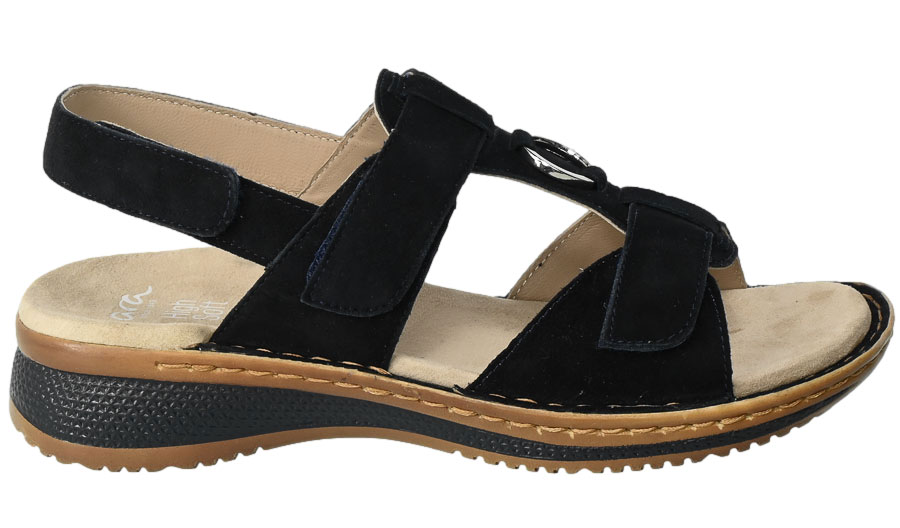 Sandały Ara 12-29001-02 Skórzane Samtchevro Blau Czarne