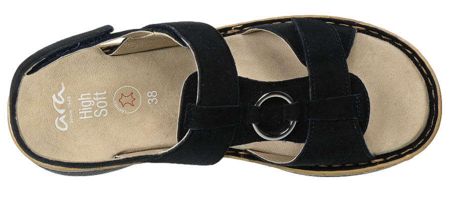 Sandały Ara 12-29001-02 Skórzane Samtchevro Blau Czarne