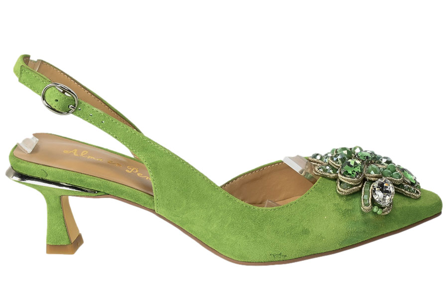 Czółenka Alma En Pena V23170 Skórzane Suede Lime
