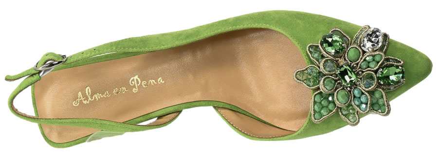 Czółenka Alma En Pena V23170 Skórzane Suede Lime