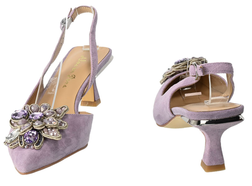 Czółenka Alma En Pena V23170 Skórzane Suede Lilac