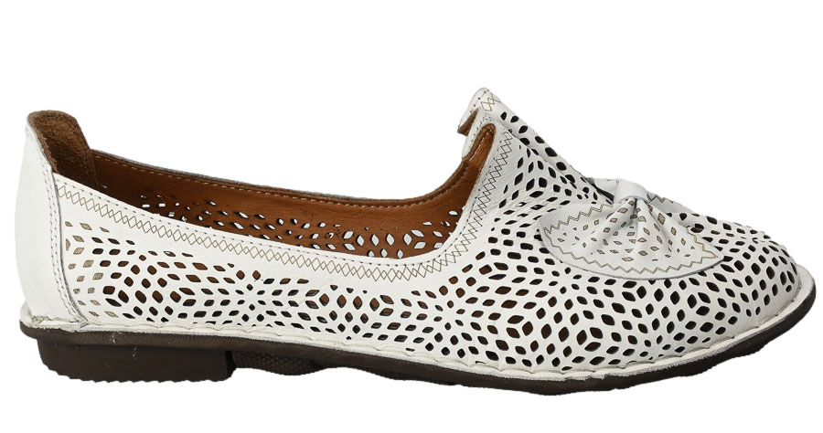Półbuty Letnie  Venezia 301 148-1 White Skórzane Białe