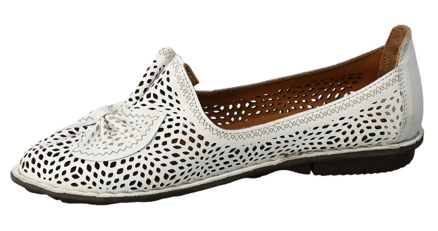 Półbuty Letnie  Venezia 301 148-1 White Skórzane Białe