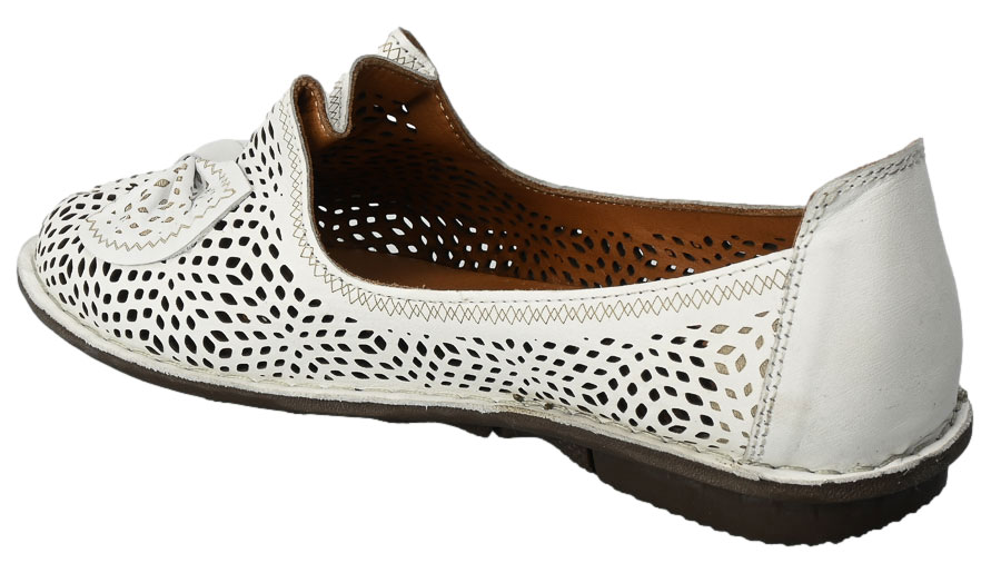 Półbuty Letnie  Venezia 301 148-1 White Skórzane Białe