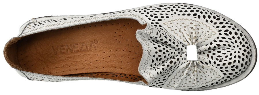 Półbuty Letnie  Venezia 301 148-1 White Skórzane Białe