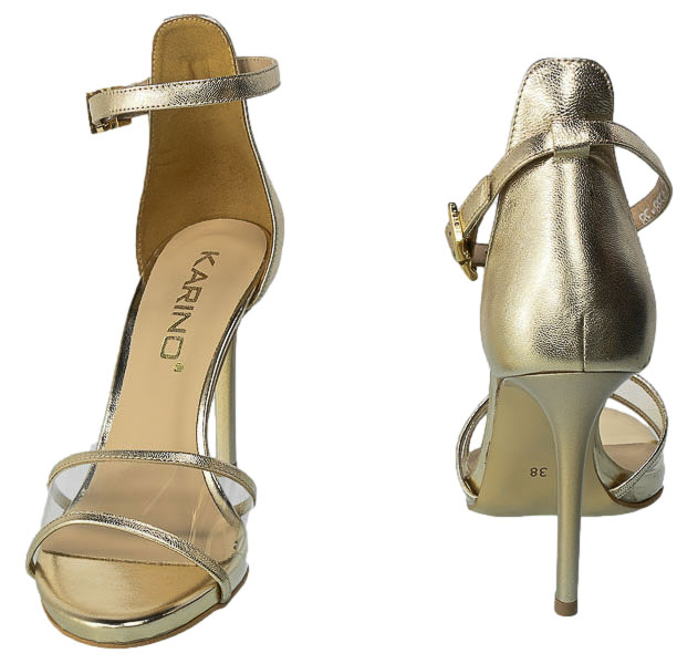 Sandały Karino 4588 074P Skórzane Złote Lico