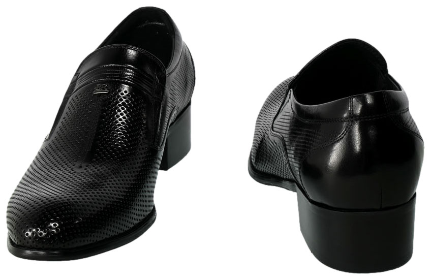 Półbuty Letnie  John Doubare YGD-Z179-326-2 Black  Skóra