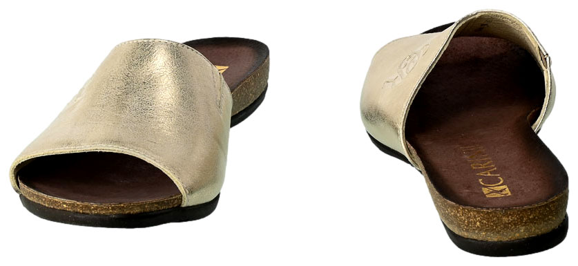 Klapki Carinii B9044 F76-000-B02 Skorzane Złote