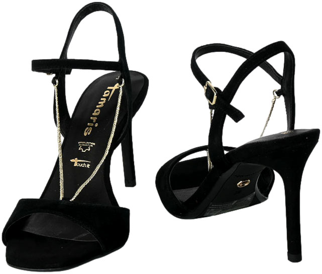 Sandały Tamaris 1-28004-20 001 Black Czarne Skórzane