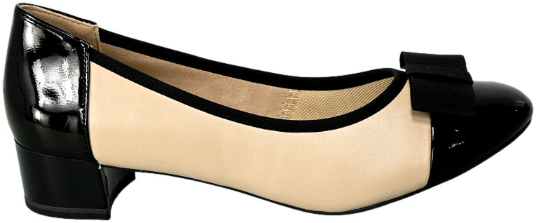 Czółenka Caprice 9-22307-20 415 Beige Black  Skóra