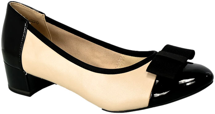 Czółenka Caprice 9-22307-20 415 Beige Black  Skóra