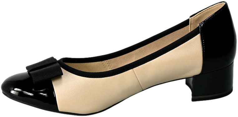 Czółenka Caprice 9-22307-20 415 Beige Black  Skóra