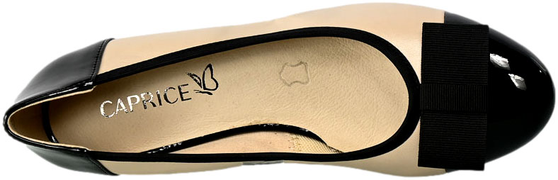 Czółenka Caprice 9-22307-20 415 Beige Black  Skóra