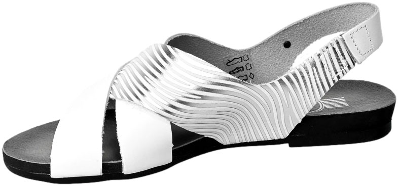 Sandały Lemar 40270 Bf.Biały+Splift Srebro Skórzane 21-2302