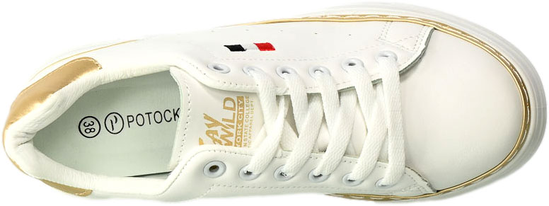 Sneakersy Potocki 23-16012WHBG Biało Beżowy