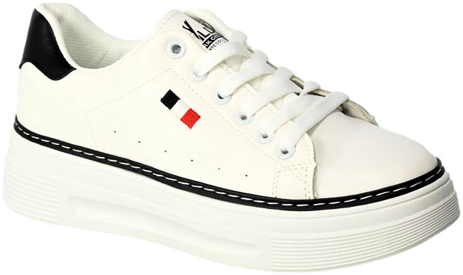 Sneakersy Potocki 23-16012WHBG Biało Czarny