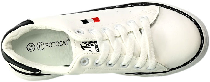 Sneakersy Potocki 23-16012WHBG Biało Czarny