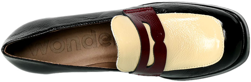 Półbuty Wonders H-5925 Lack Negro Lack Cream Skóra