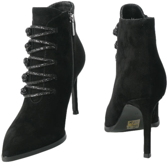 Botki Loretta Vitale YX408 Black Suede Skóra