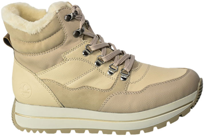 Trzewiki Rieker N4002-60 Beige Skórzane