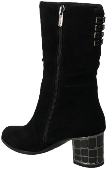 Kozaki Loretta Vitale H543 Black Suede Czarne Skórzane