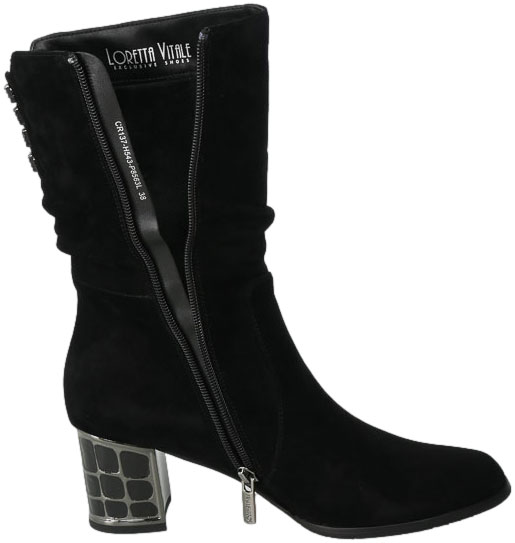 Kozaki Loretta Vitale H543 Black Suede Czarne Skórzane