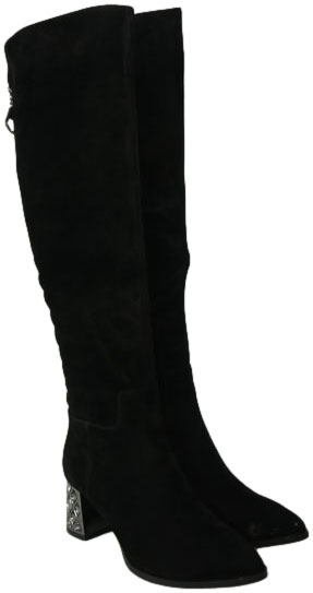Kozaki Loretta Vitale B855 Suede Black Czarne Skórzane