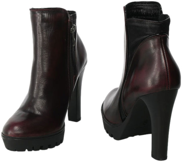 Botki Grace 05090 1.250-T72-3 Bordo Skórzane