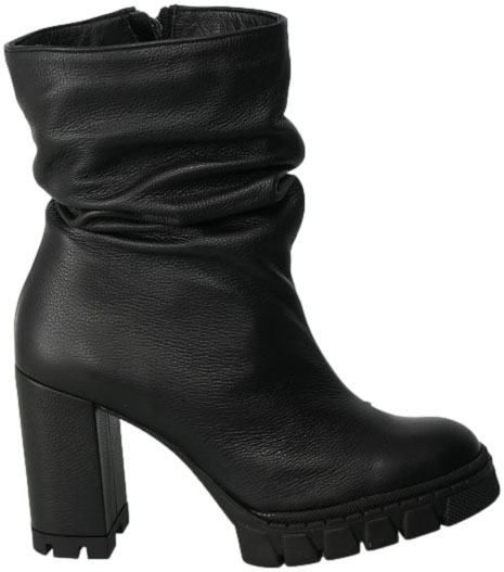 Botki Euromoda Shoes Di1013-2 Czarny Groch Skórzane