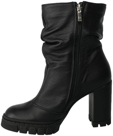 Botki Euromoda Shoes Di1013-2 Czarny Groch Skórzane