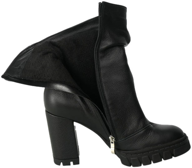 Botki Euromoda Shoes Di1013-2 Czarny Groch Skórzane