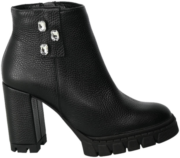 Botki Euromoda Shoes Di1019 Czarny Groch Skórzane