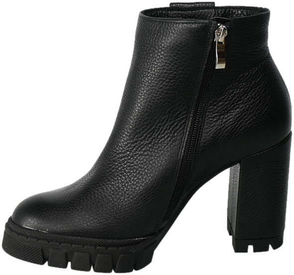 Botki Euromoda Shoes Di1019 Czarny Groch Skórzane