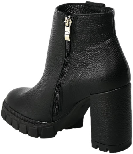Botki Euromoda Shoes Di1019 Czarny Groch Skórzane