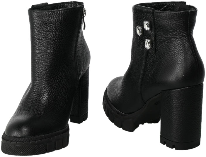 Botki Euromoda Shoes Di1019 Czarny Groch Skórzane