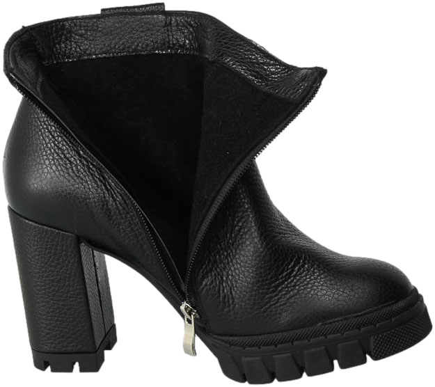 Botki Euromoda Shoes Di1019 Czarny Groch Skórzane