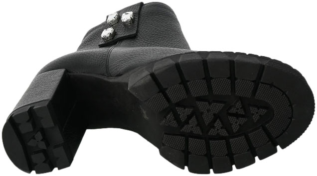 Botki Euromoda Shoes Di1019 Czarny Groch Skórzane